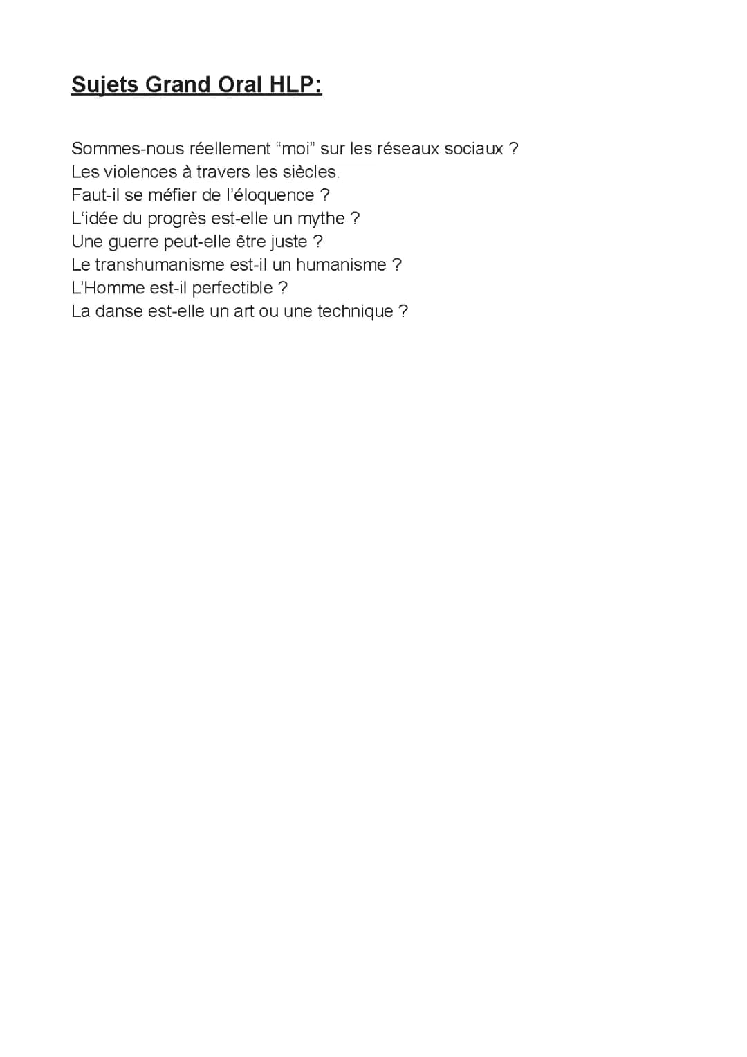 Découvre ton Sujet Grand Oral HLP : Éducation, Réseaux Sociaux et Plus !