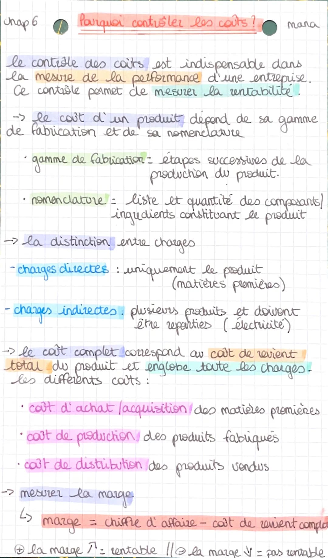 chap 6
Pourquoi contrôler les coûts?
le contièle des coits est indispensable dans
la mesure de la performance d'une entreprise.
Ce contièle 