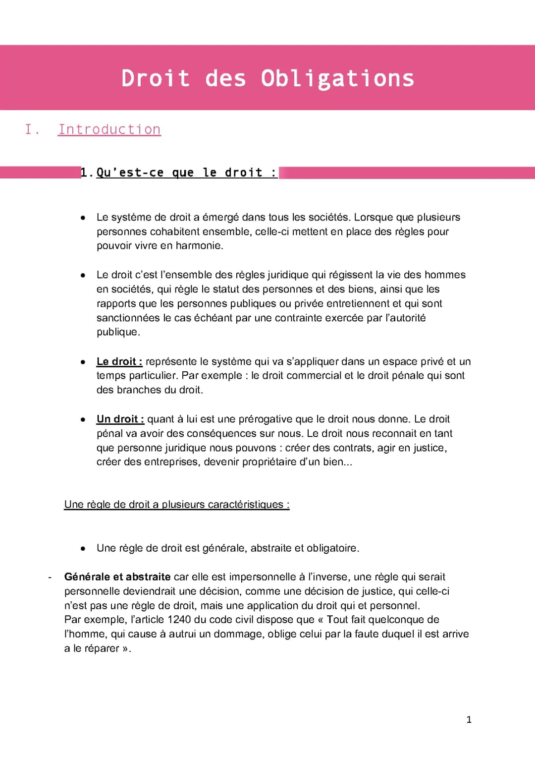 droit des obligation