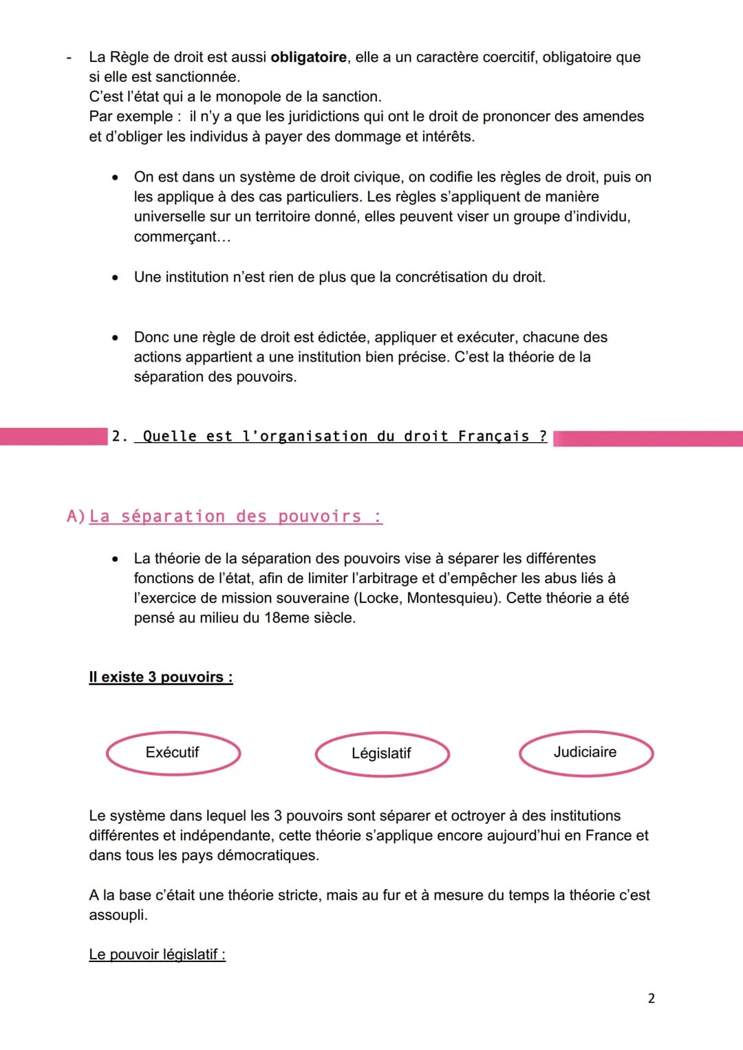 I. Introduction
Droit des Obligations
1. Qu'est-ce que le droit :
●
●
Le système de droit a émergé dans tous les sociétés. Lorsque que plusi