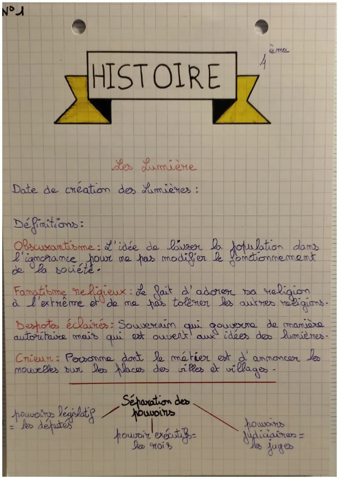 No
HISTOIRE
Les Lumière
Date de création des Lumières:
Définitions:
Obscurantisme: L'idée de lauser la population dans
l'ignorance pour me p