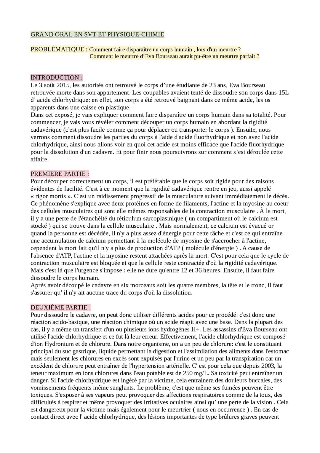 grand oral svt physique chimie