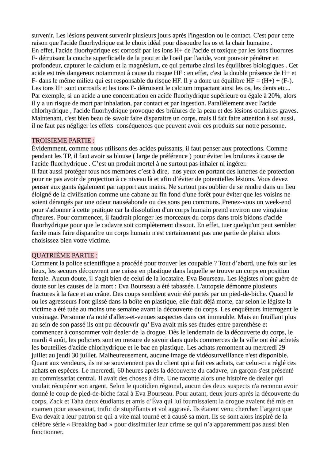 GRAND ORAL EN SVT ET PHYSIQUE-CHIMIE
PROBLÉMATIQUE: Comment faire disparaître un corps humain, lors d'un meurtre?
Comment le meurtre d'Eva B