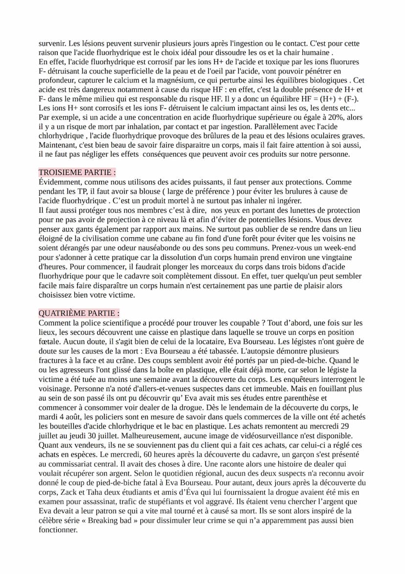 GRAND ORAL EN SVT ET PHYSIQUE-CHIMIE
PROBLÉMATIQUE: Comment faire disparaître un corps humain, lors d'un meurtre?
Comment le meurtre d'Eva B