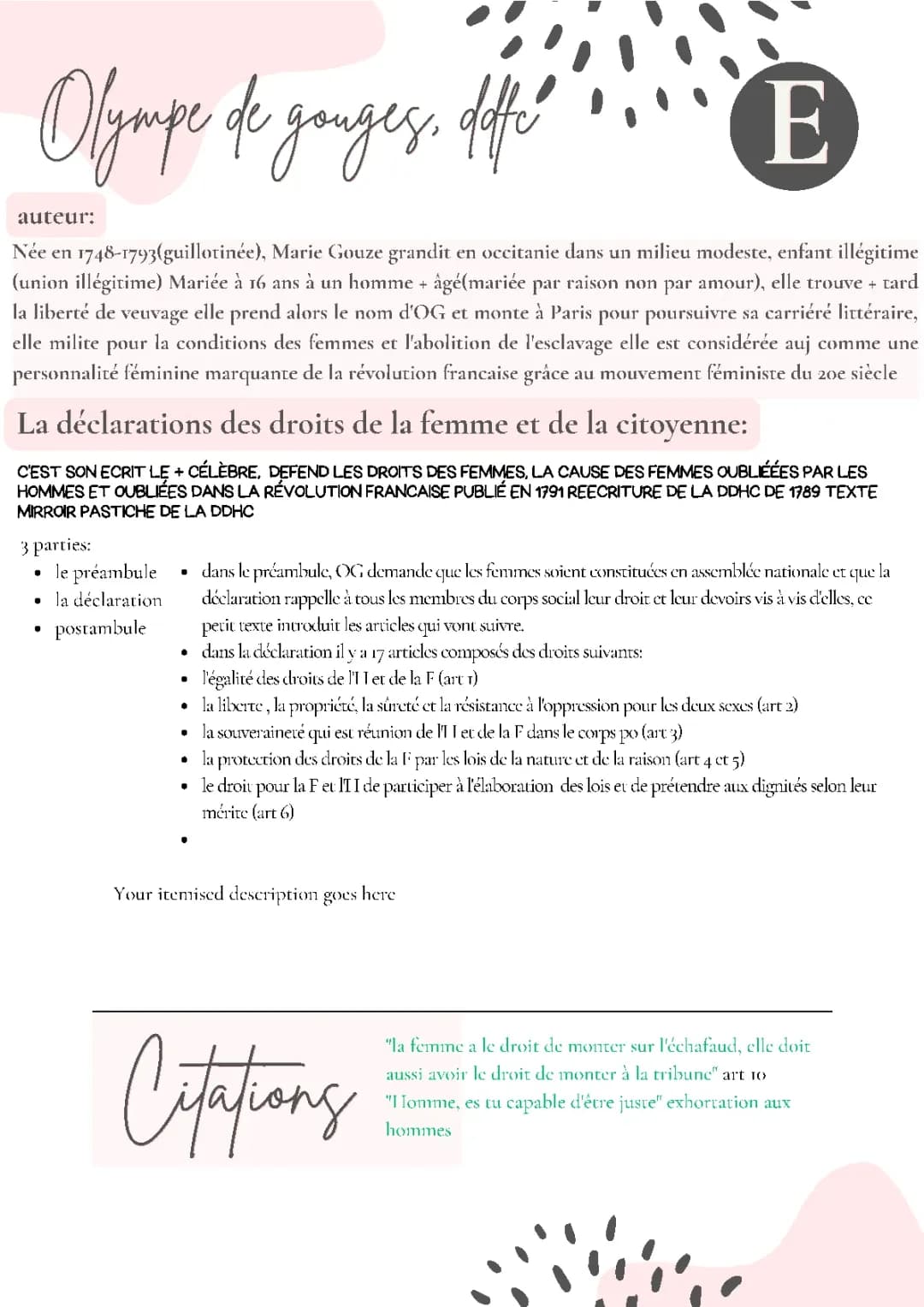 olympe de gouges dissert