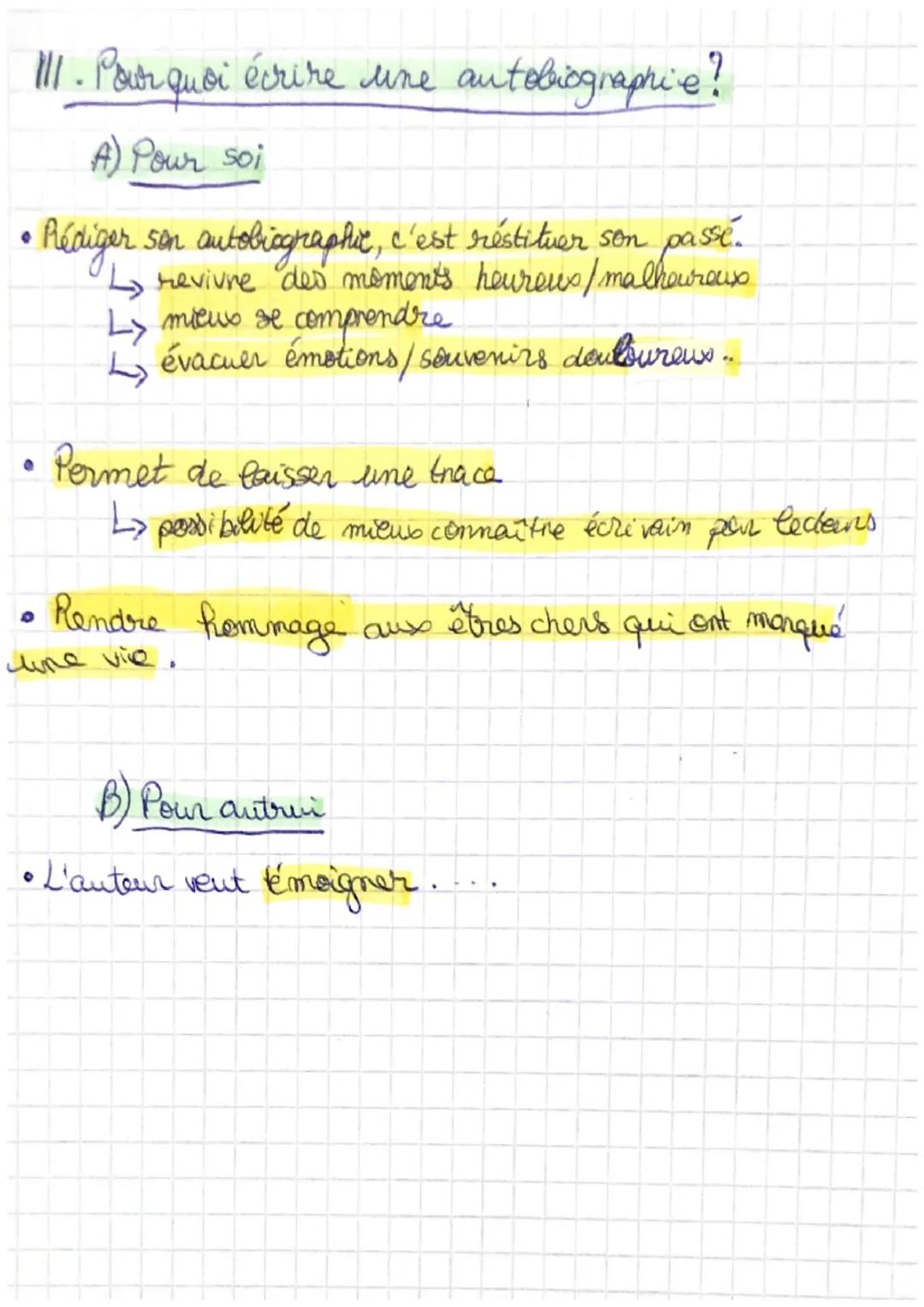 # L'autobiographie

• Etymologie grecque :

auto : soi même , bio: vie , graphie écriture

• L'autobiographee ot un réat dans lequel l'auteu