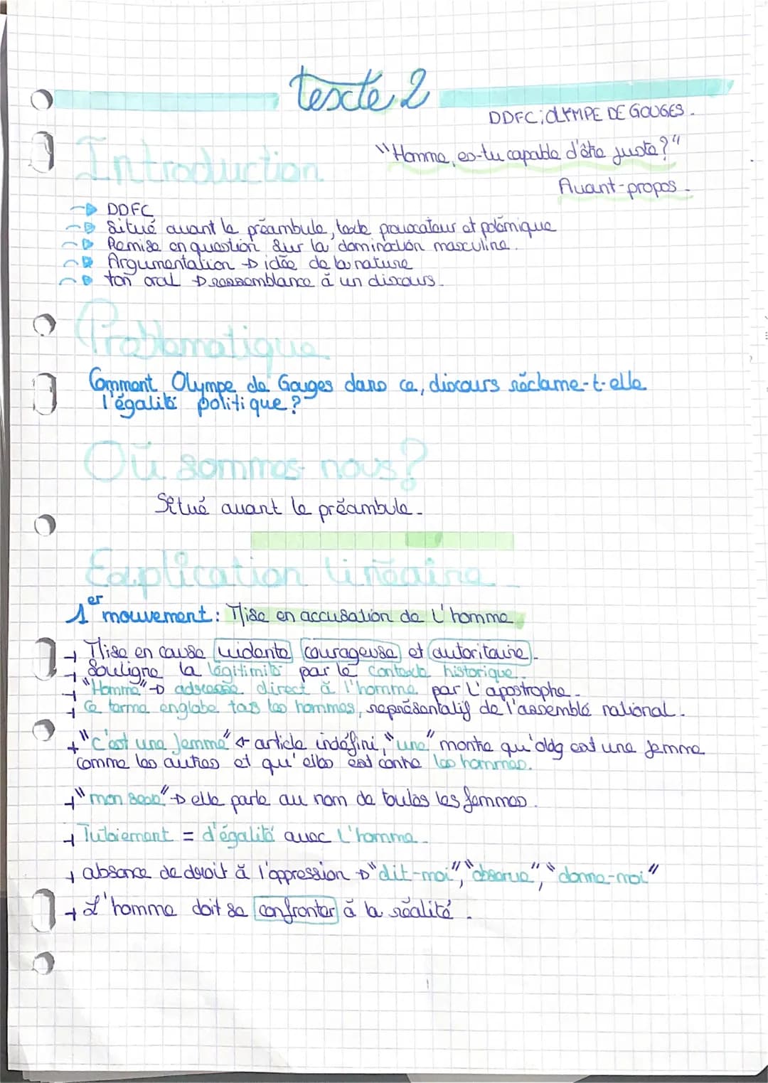 texte 2
O
DDFC OLYMPE DE GOUGES.
3 Introduction "Hamme, es-tu capable d'être juste?"
Auant-propos-
-DDFC
~
~ situé avant le préambule, texte