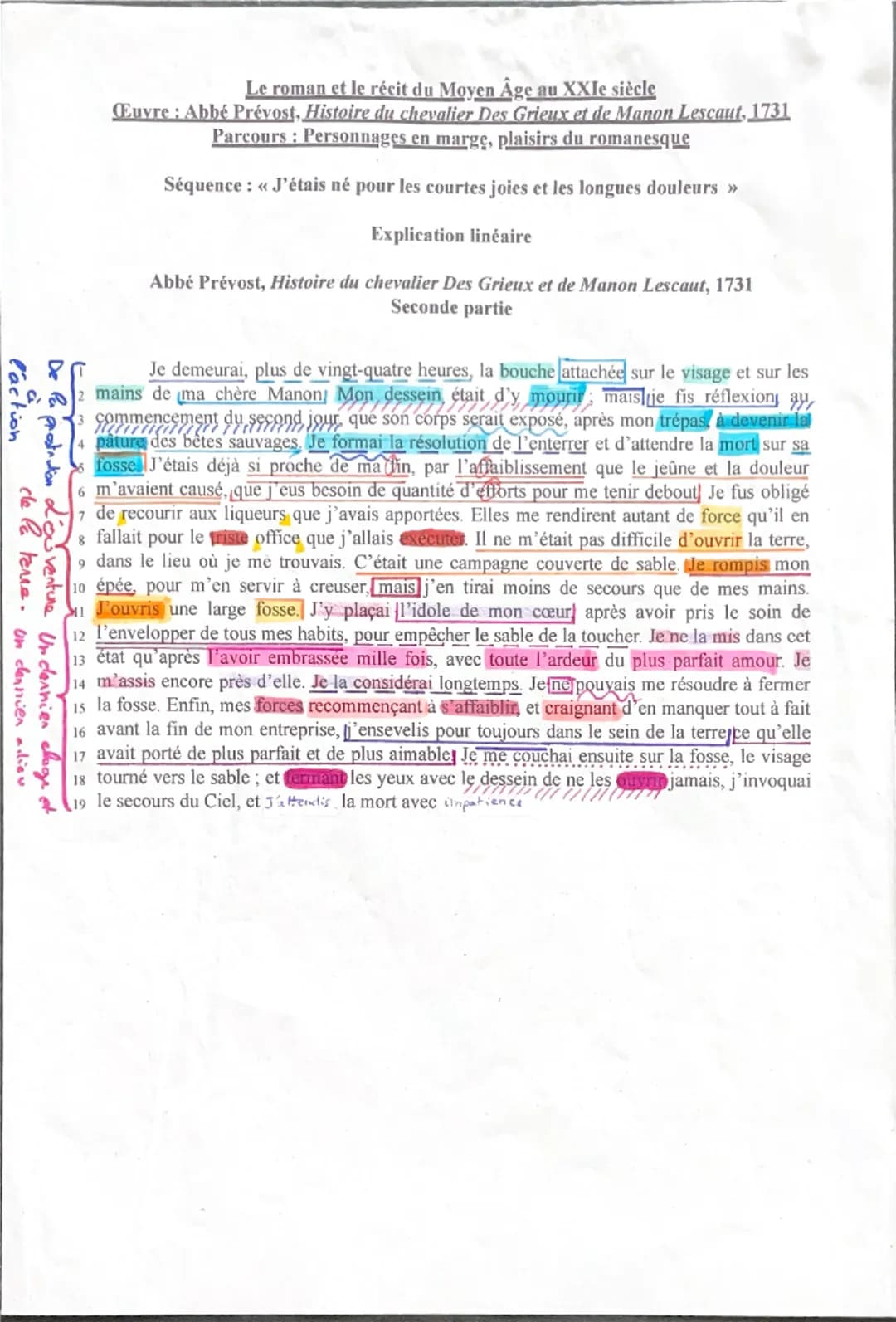 Explication linéaire Manon Lescaut