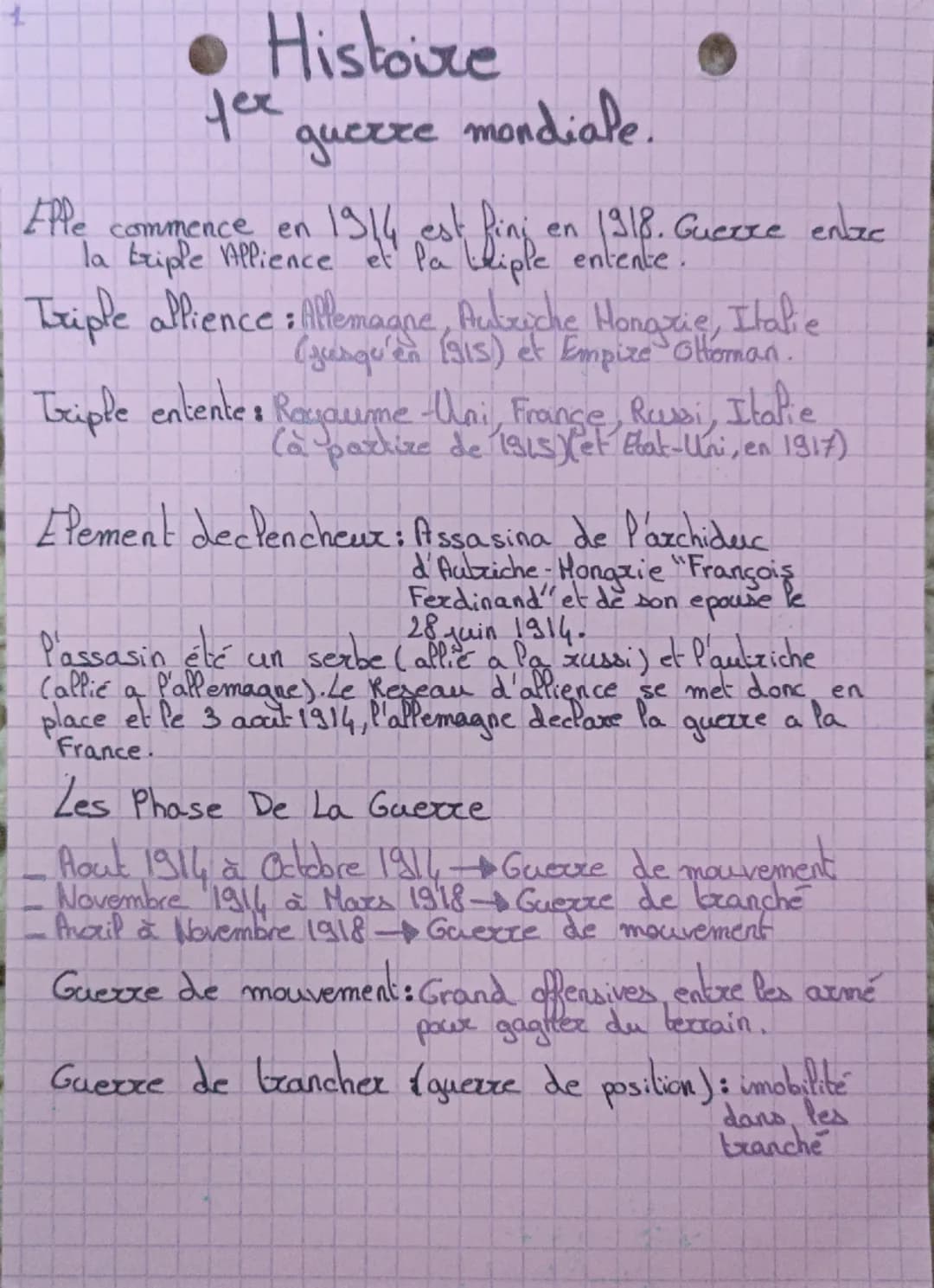 • Histoire
1ere guerre mondiale.
Elle commence en 1914 est fini en 1918. Guerre entre
la triple alliance et la triple entente.
Triple allian