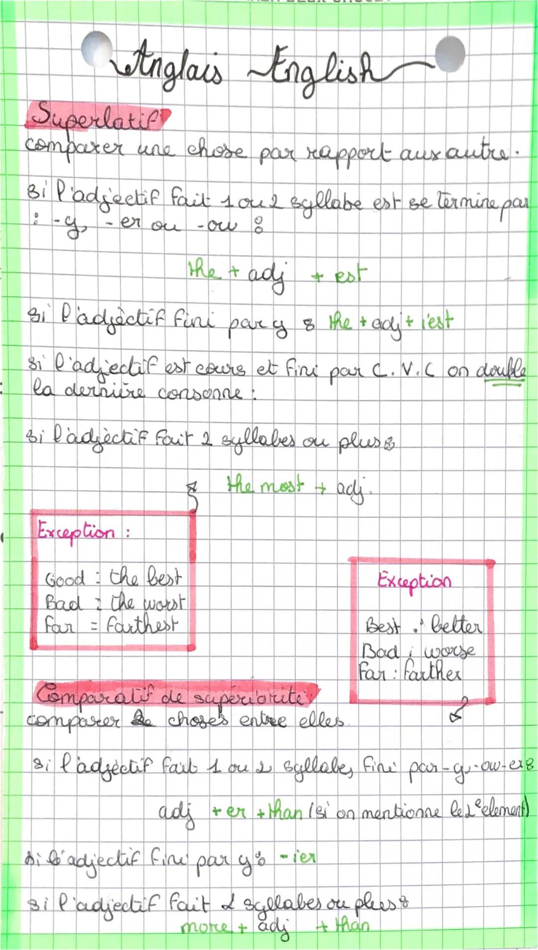 Comparatif et Superlatif en Anglais - Exercices, Quiz et PDF