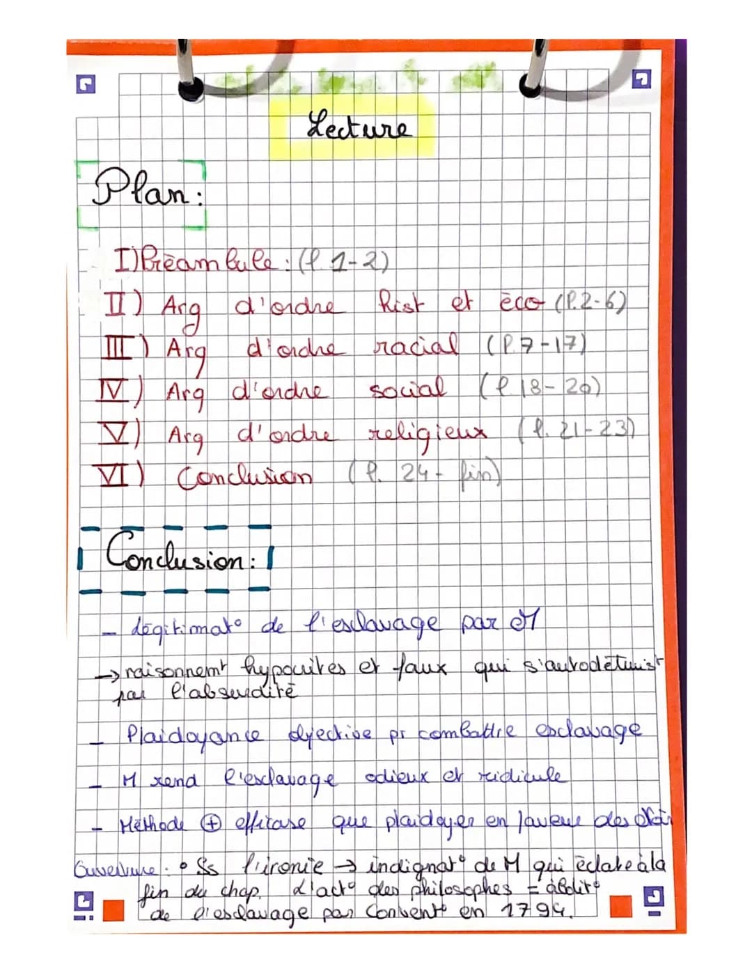 De l'esprit des lois
Introduction:
Traite des soirs → expansion colonial de
l' Espagne et Portugal au 16° Cap Ang of F)
+
Commence triangula