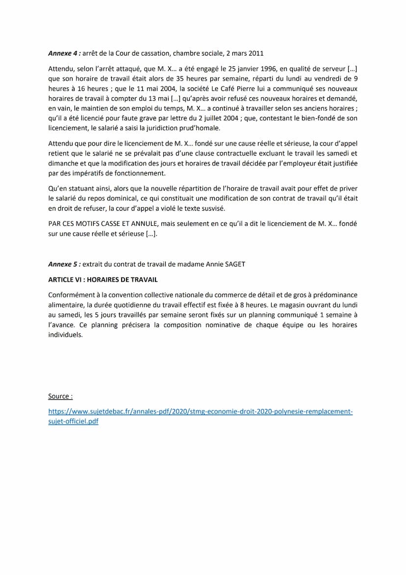 BAC SCIENCE TECHNOLOGIQUE
DU MANAGEMENT ET DE LA GESTION
Durée : 3 heures
(Session 2020)
DROIT
À l'aide de vos connaissances et des ressourc