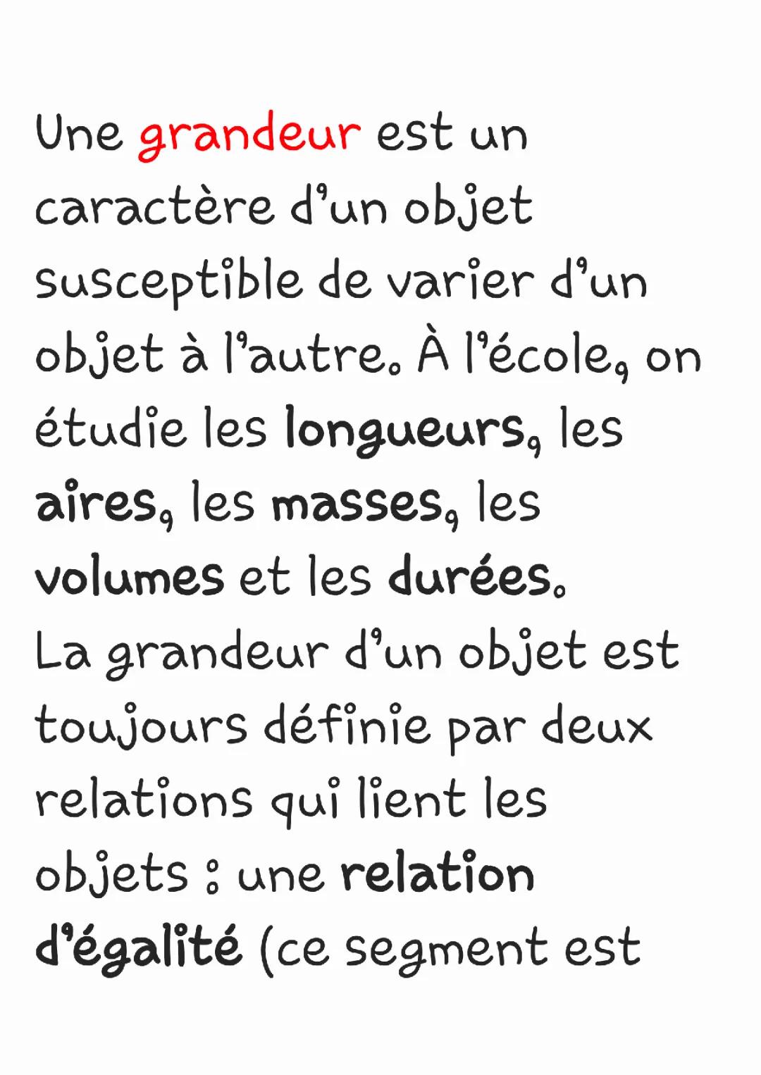 les mesures et grandeurs