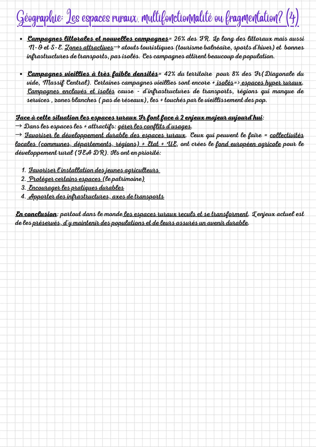 Géographie: Les espaces ruraux. multifonctionnalité ou fragmentation? (1)
ESPACE RURAL* = LA CAMPAGNE, IL SE DÉFINIT PAR: -LE PAYSAGE
Aujour