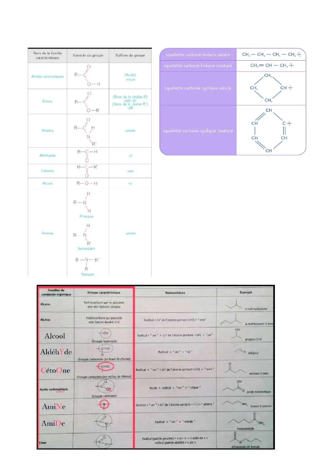 Tableau Nomenclature Chimie Organique et Exercices Corrigés PDF