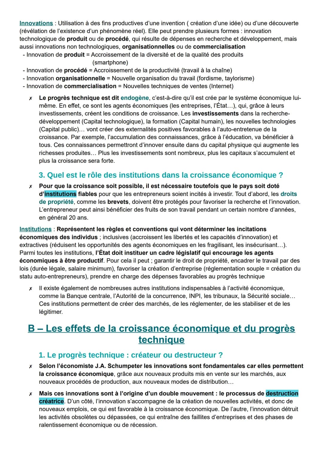 Sciences, Économies et Sociales
Économie Quels sont les sources et les défis de
x
la croissance économique ?
A - Les origines de la croissan