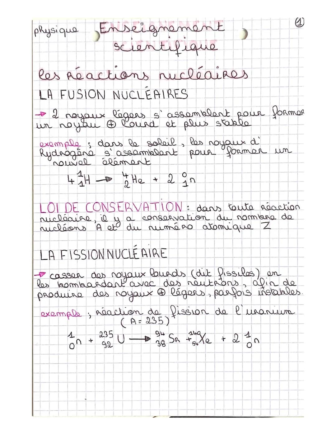 physique Enseignement
scientifique
les Réactions nucléaires
LA FUSION NUCLEAIRES
→ 2 noyaux légens s'assemblent pour former
un noyau Ⓒlound 