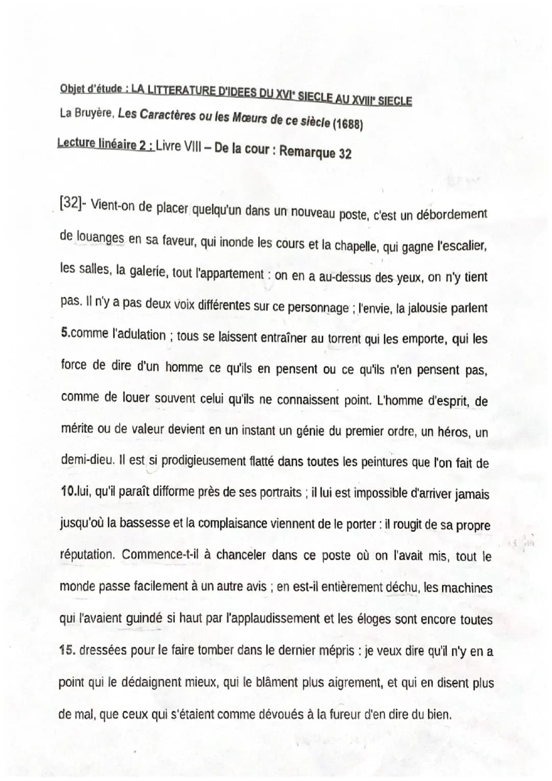 Lecture linéaire 2: Livre VIII-De la Cour : Remarque 32
INTRODUCTION:
Les Caractères publié entre 1688 et 1696 par Jean de LB s'inscrit dans