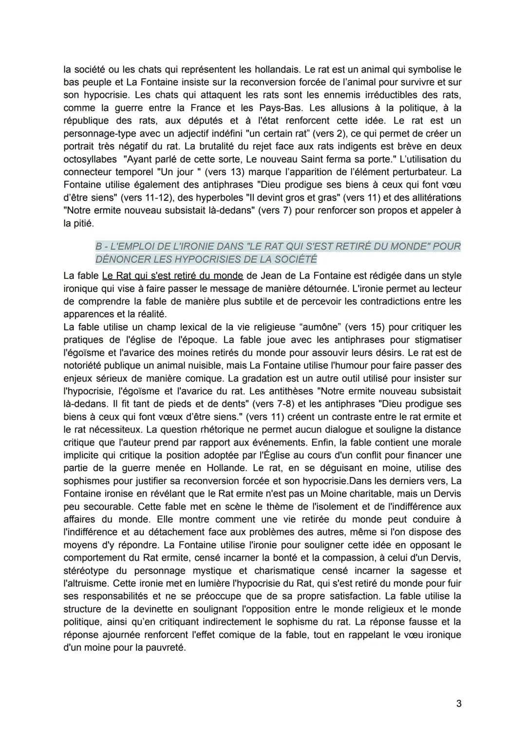 Commentaire de texte : Le Rat qui s'est retiré du monde, Jean de La Fontaine
INTRODUCTION
Jean de La Fontaine, l'un des plus grands fabulist