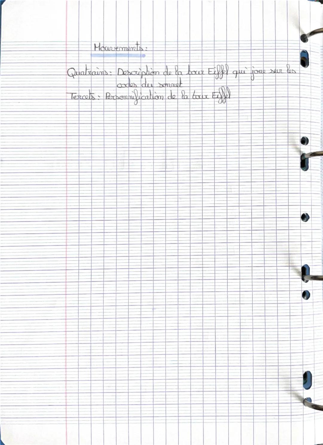 Forme Fixe / Sonnet
-> Quatrains / Tercets
14 syllabes

Texte 12:
À la tour Eiffel

Oljet d'étude : da poésie du XIXe au XXIe siècle

Parcou