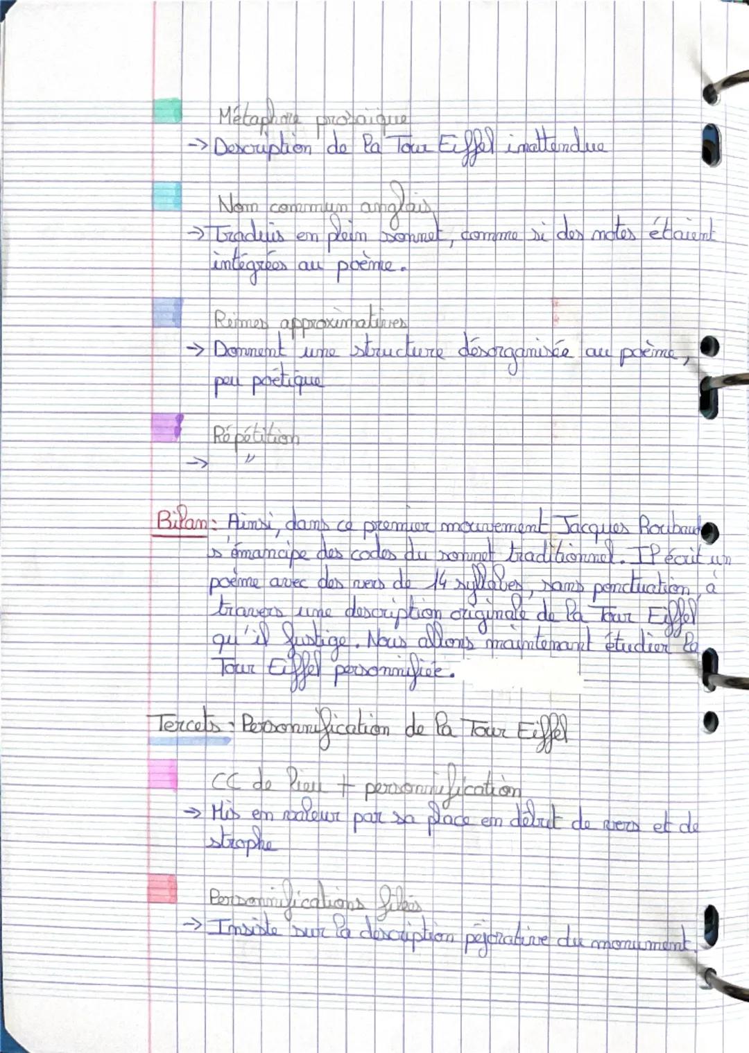 Forme Fixe / Sonnet
-> Quatrains / Tercets
14 syllabes

Texte 12:
À la tour Eiffel

Oljet d'étude : da poésie du XIXe au XXIe siècle

Parcou