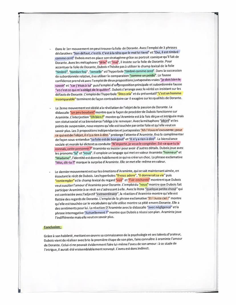13
EXPLICATION LINEAIRE
Les Fausses Confidences, scène 14 acte I
DUBOIS. -Son défaut, c'est là. Il se touche le front. C'est à la tête que l