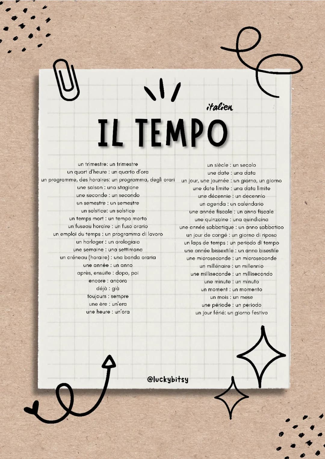 Le temps vocabulaire italien 