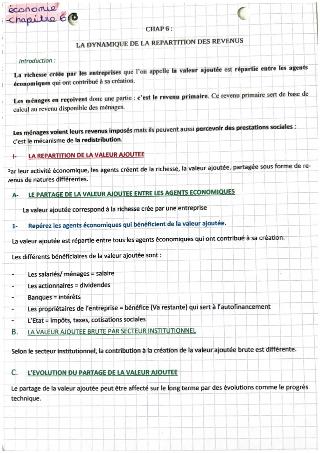 économie-chapitre 6: la répartition des revenus 