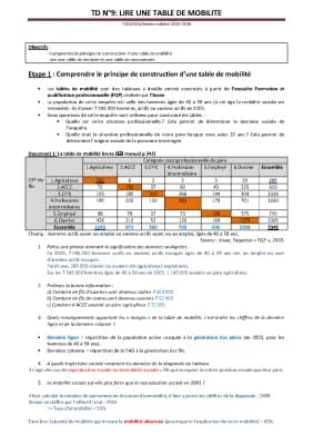 Know Exercice corrigé sur les tables de mobilité sociale  thumbnail