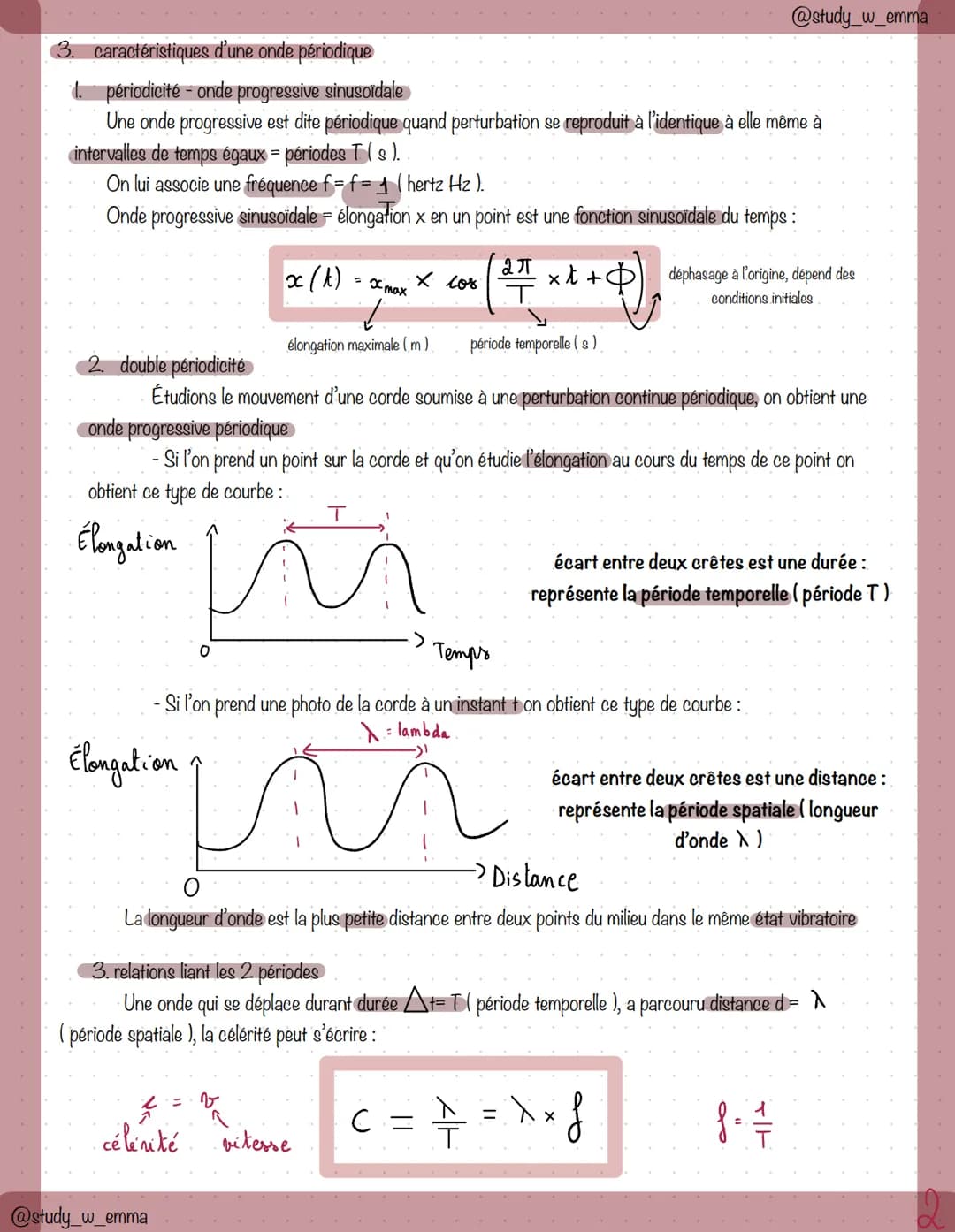 1. définition:
Onde mécanique progressive propagation d'une perturbation ou déformation temporaire de l'espace. S'effectue dans
un milieu ma