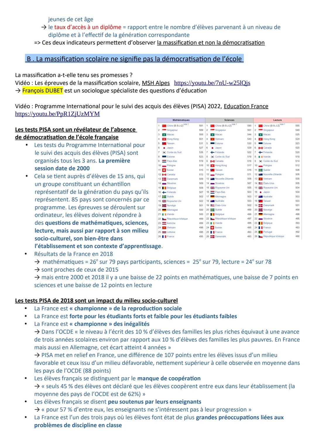 Chapitre 9 - Quelle est l'action de l'École sur les destins individuels et sur l'évolution
de la société ?
A la fin du chapitre, vous devez 