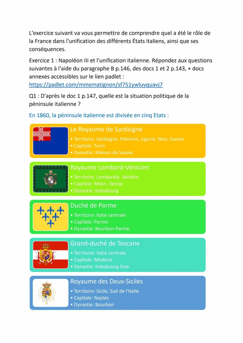 Chap H5 : La France et la construction de nouveaux États par la guerre
et la diplomatie.
Introduction : A vous de rédiger votre propre intro