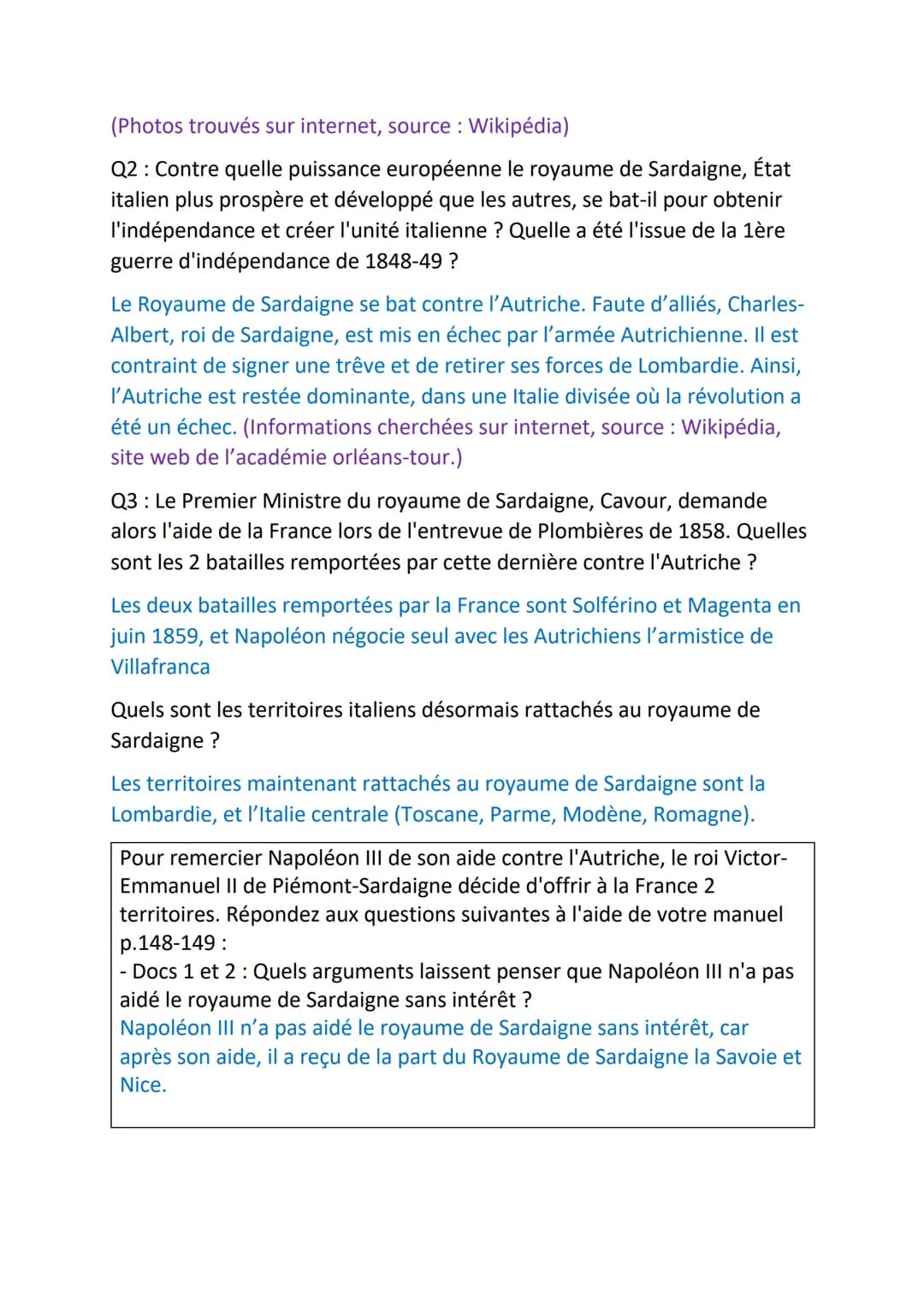 Chap H5 : La France et la construction de nouveaux États par la guerre
et la diplomatie.
Introduction : A vous de rédiger votre propre intro