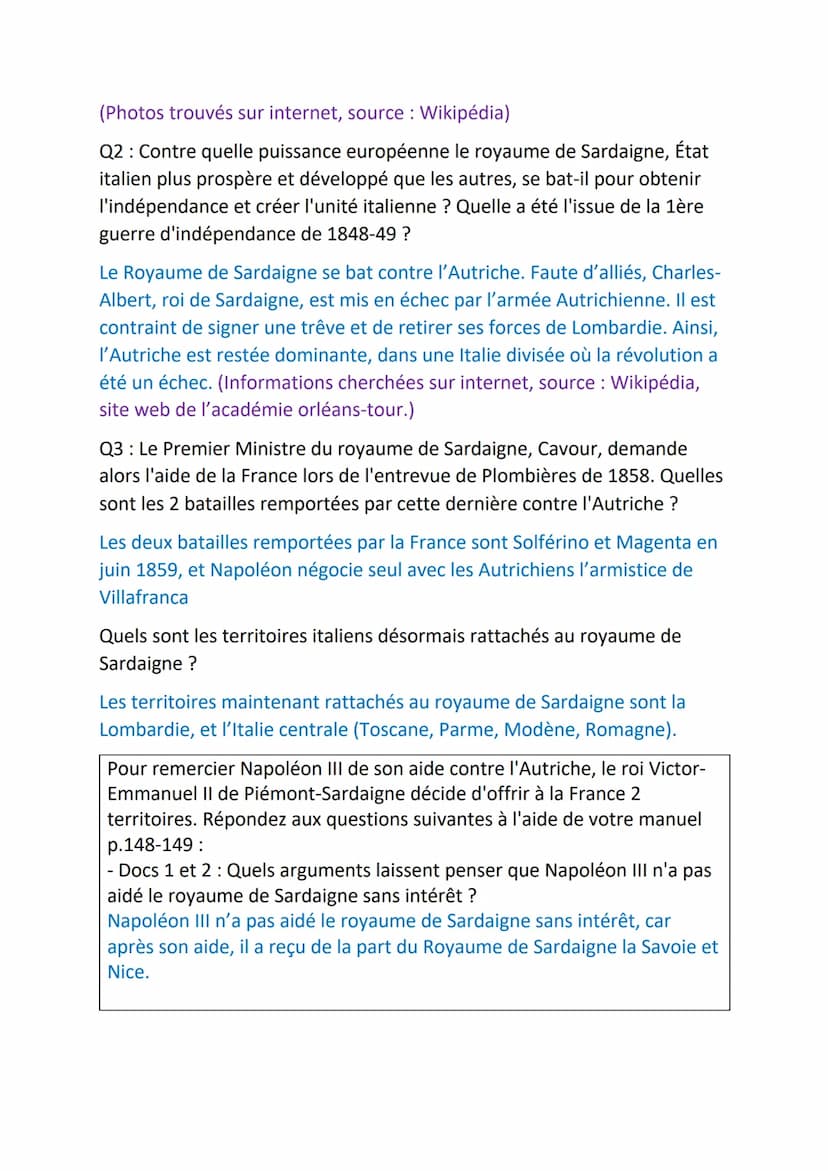 Chap H5 : La France et la construction de nouveaux États par la guerre
et la diplomatie.
Introduction : A vous de rédiger votre propre intro