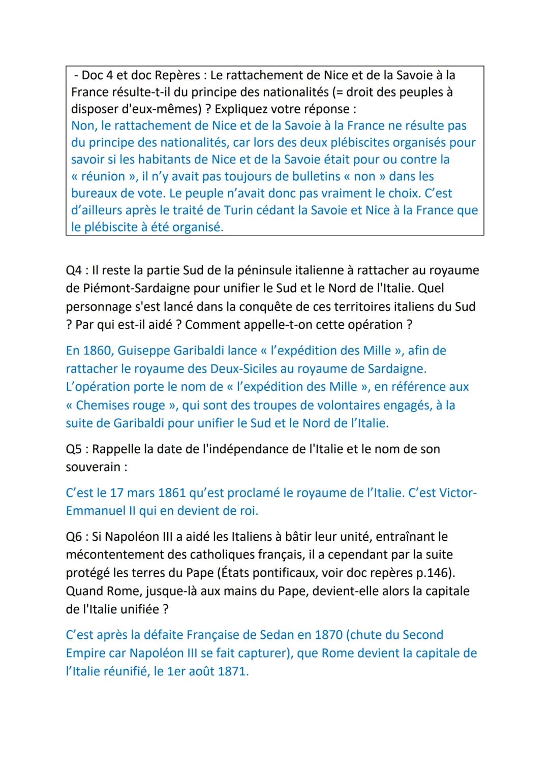 Chap H5 : La France et la construction de nouveaux États par la guerre
et la diplomatie.
Introduction : A vous de rédiger votre propre intro