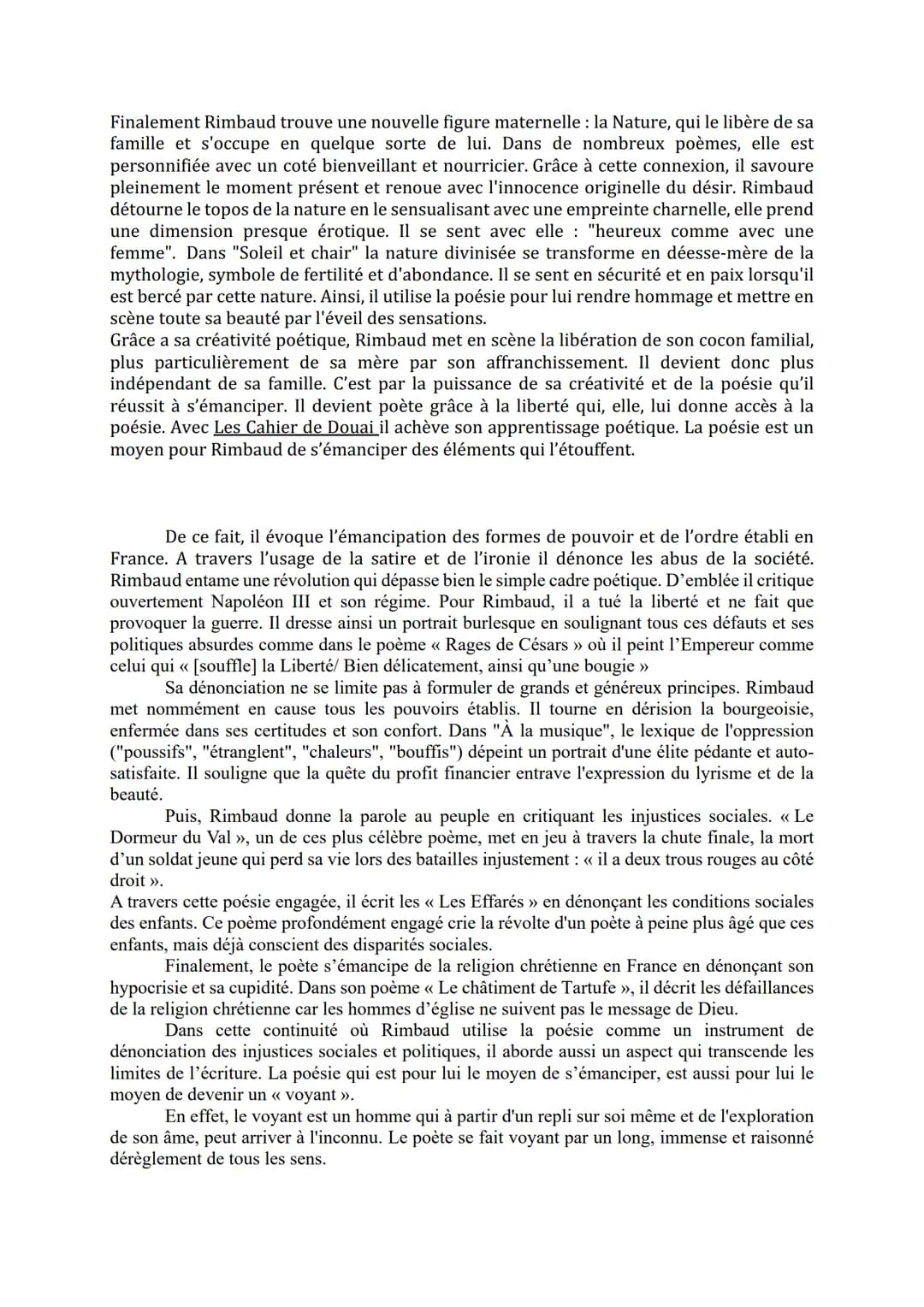 DISSERTATION
"L'homme en Rimbaud est libre" déclare Paul Verlaine lorsqu'il décrit le jeune poète Arthur
Rimbaud. Il souligne ainsi la perso