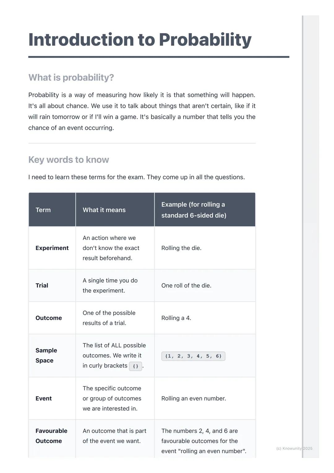 # Introduction to Probability

What is probability?

Probability is a way of measuring how likely it is that something will happen.
It's all