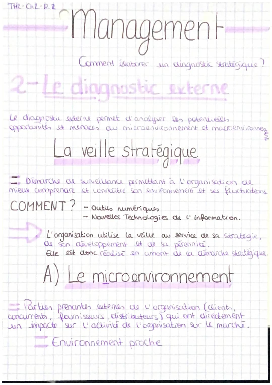 TH2-ChL-PA
Management
Comment établir un diagnostic stratégique ?
A-de diagnostic interme
Le diagnostic interne permet de faire le bilan des