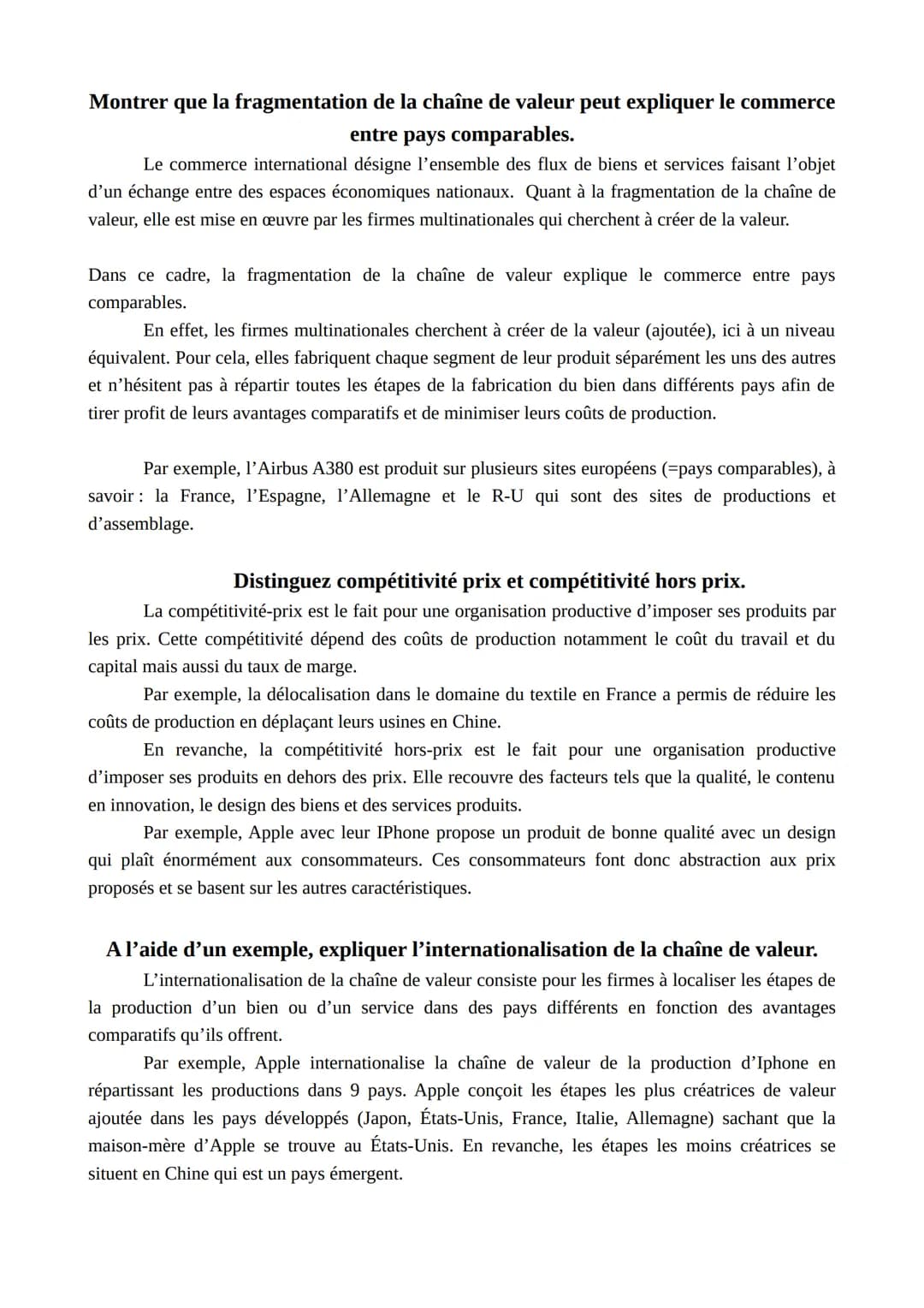 Distinguez les notions d'avantages absolus et d'avantages comparatifs.
La théorie des avantages absolus d'A.Smith est un modèle simplifié du