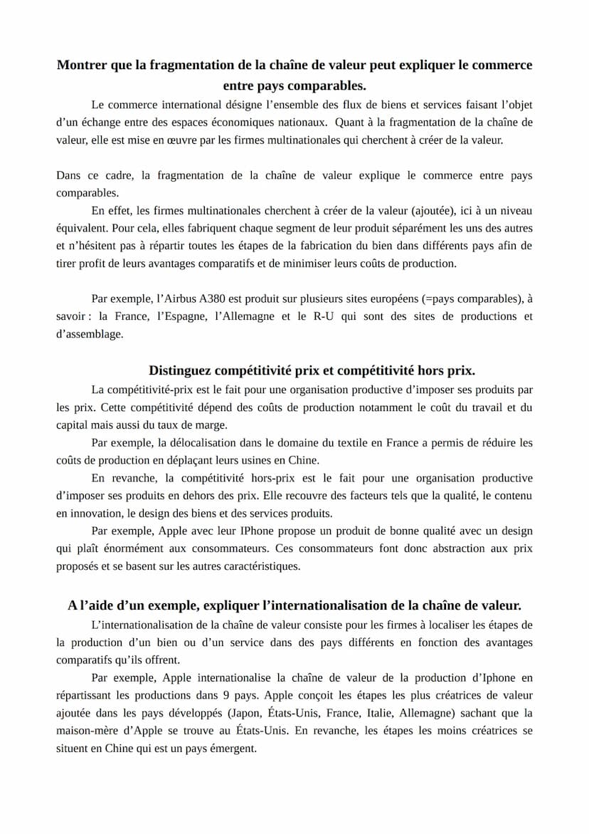 Distinguez les notions d'avantages absolus et d'avantages comparatifs.
La théorie des avantages absolus d'A.Smith est un modèle simplifié du