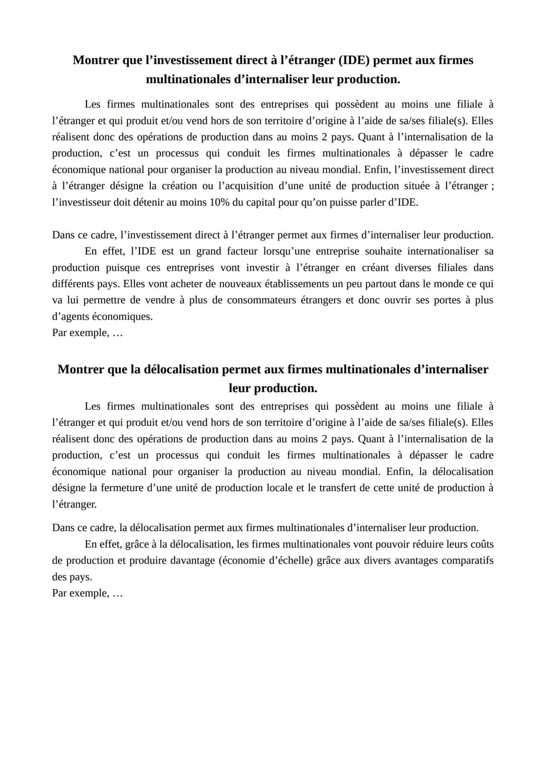 Distinguez les notions d'avantages absolus et d'avantages comparatifs.
La théorie des avantages absolus d'A.Smith est un modèle simplifié du