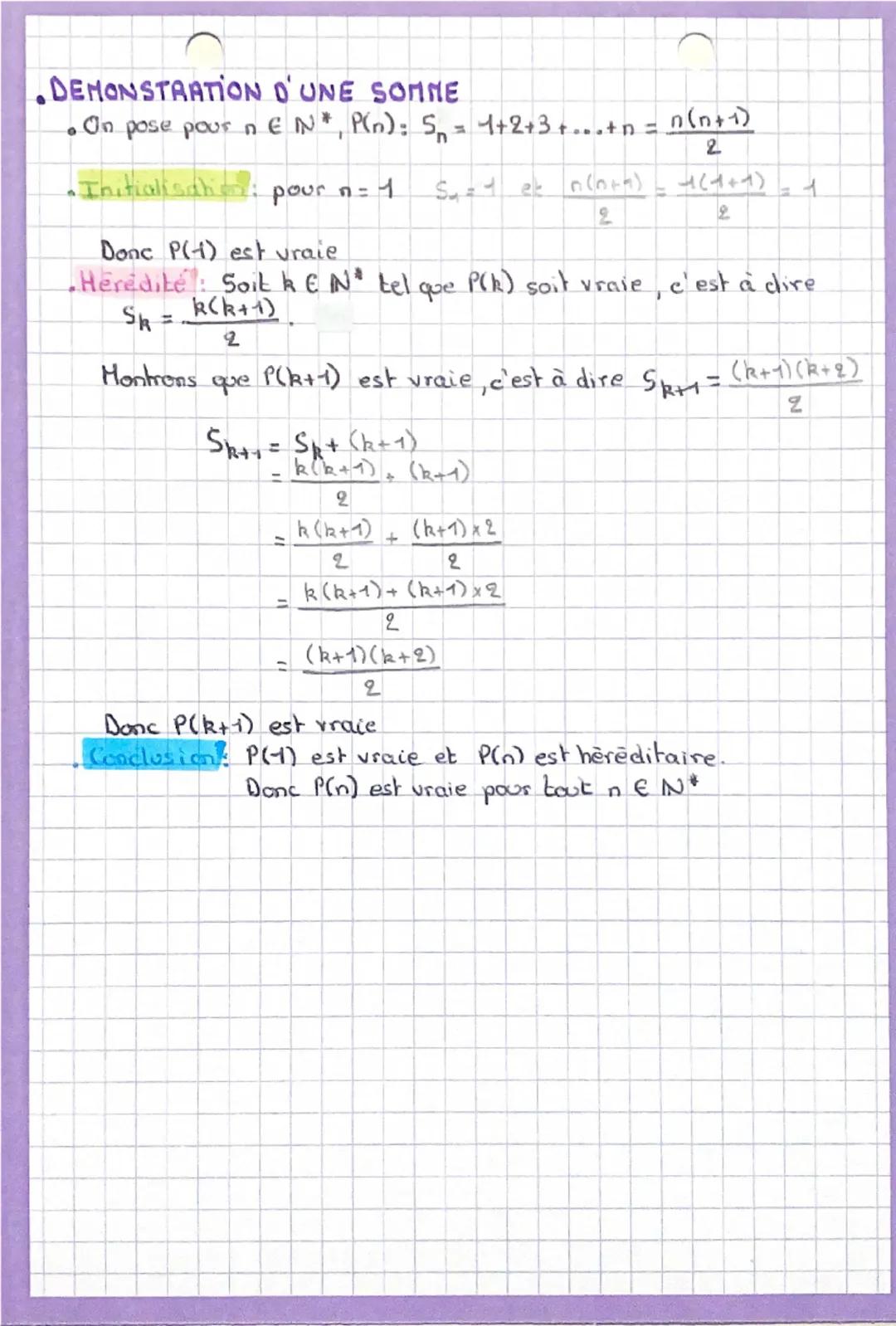 DEMONSTRATION PAR RECURENCE
DEMONSTRATION D'UNE ÉGALITÉ
. On note pour n EN, P(n):
=7-3×2"
•Initialisation pour n = 0
7-329-3× 2°
7-311
=4
D