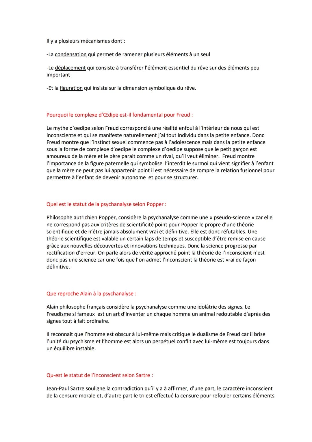 Philosophie questions
Donner la définition de l'inconscient :
Le terme inconscient (latin in, « non, contre » et conspire, « savoir ») désig
