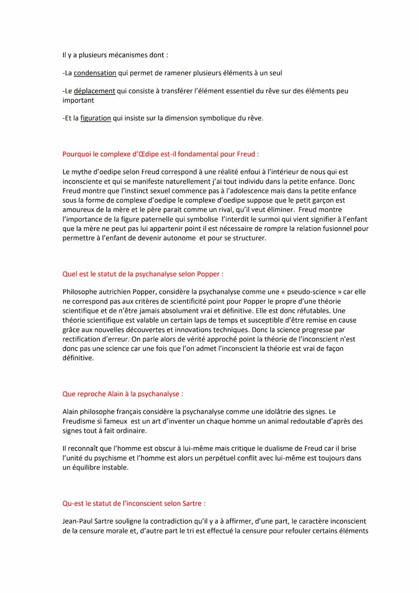 Philosophie questions
Donner la définition de l'inconscient :
Le terme inconscient (latin in, « non, contre » et conspire, « savoir ») désig