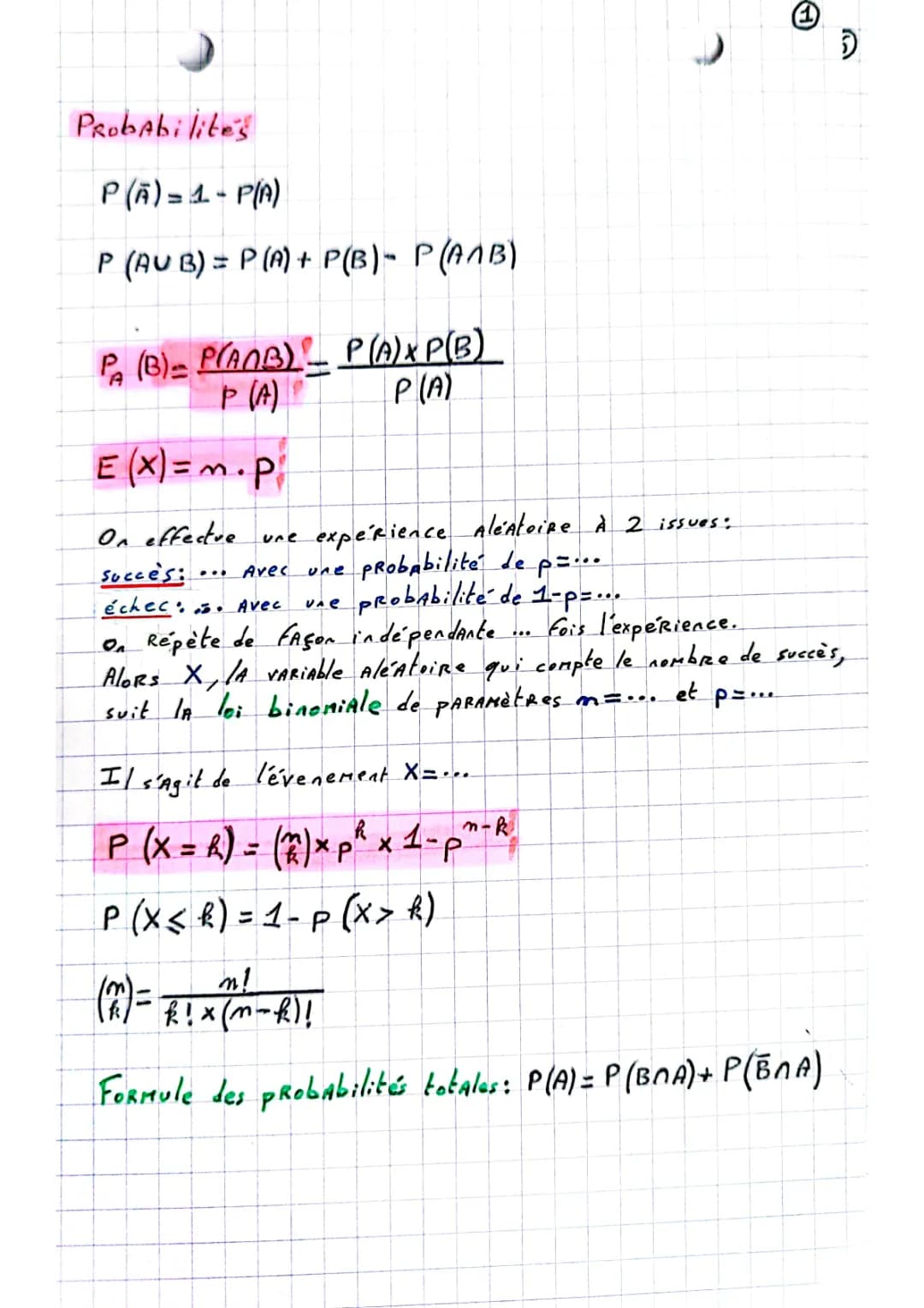 Fiches de Révision Maths: Probabilités et Suites Terminale et 1ère