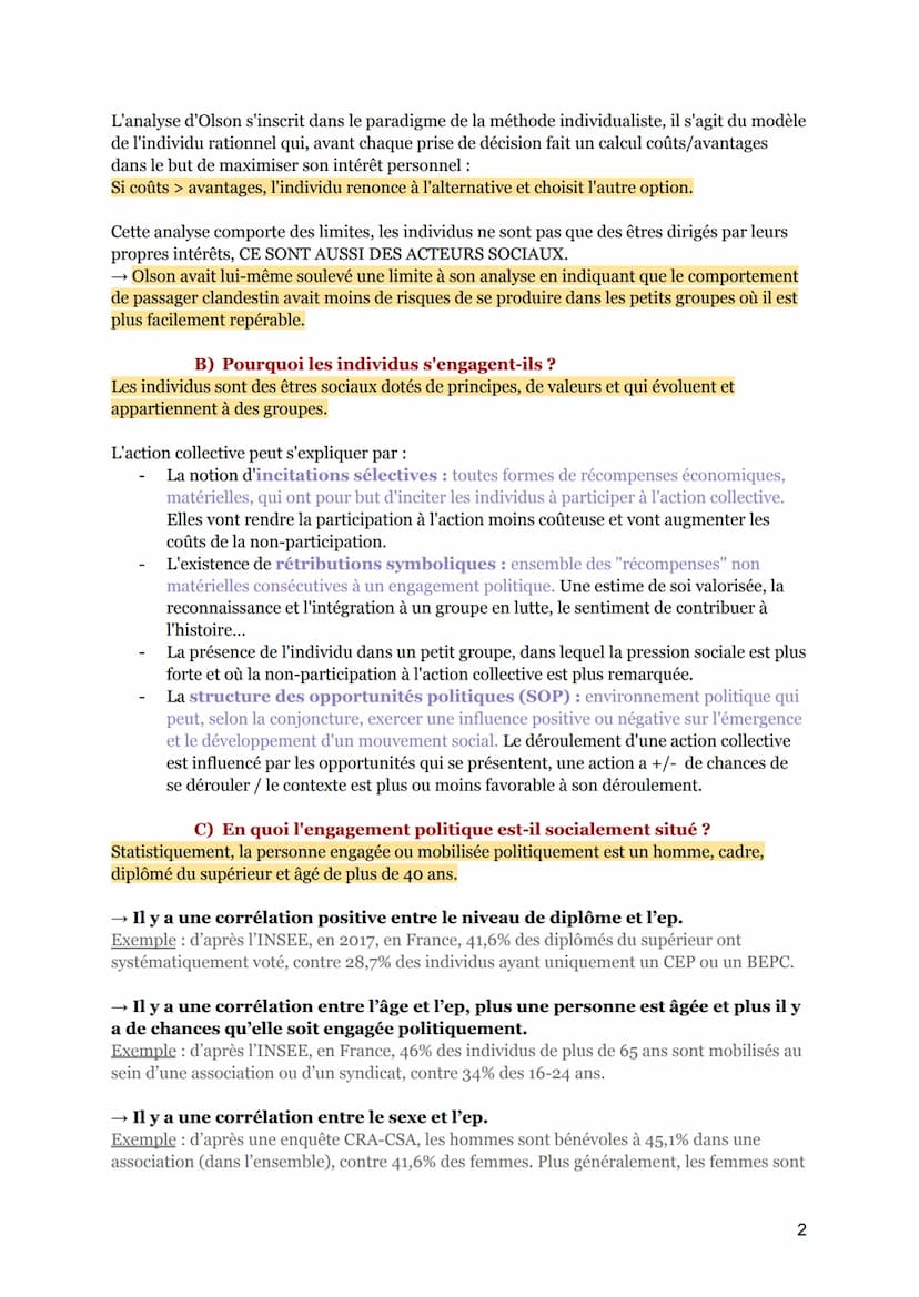 COMMENT EXPLIQUER L'ENGAGEMENT POLITIQUE DANS LES SOCIÉTÉS
DÉMOCRATIQUES ?
Engagement politique (ep.) : implication d'un individu dans des a