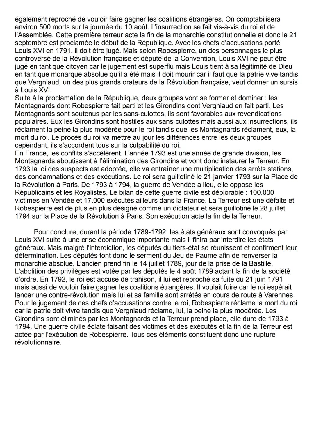 Contrôle Corrigé Sur La Révolution Française Et L'empire 4ème Explication simple: Contrôle corrigé sur la Révolution française et l