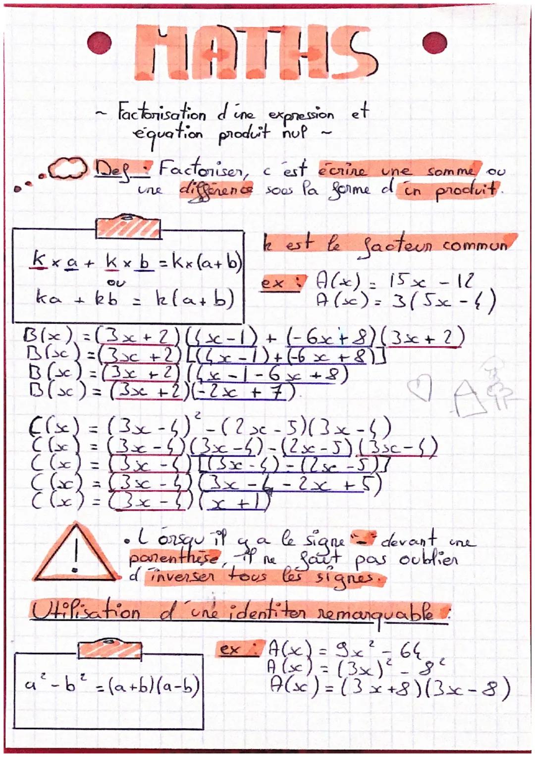 . 
• MATHS •

~ Factorisation d'ine expression et
équation produit nup ~

Des Factoriser, c'est écrire une somme ou
différence sous la forme