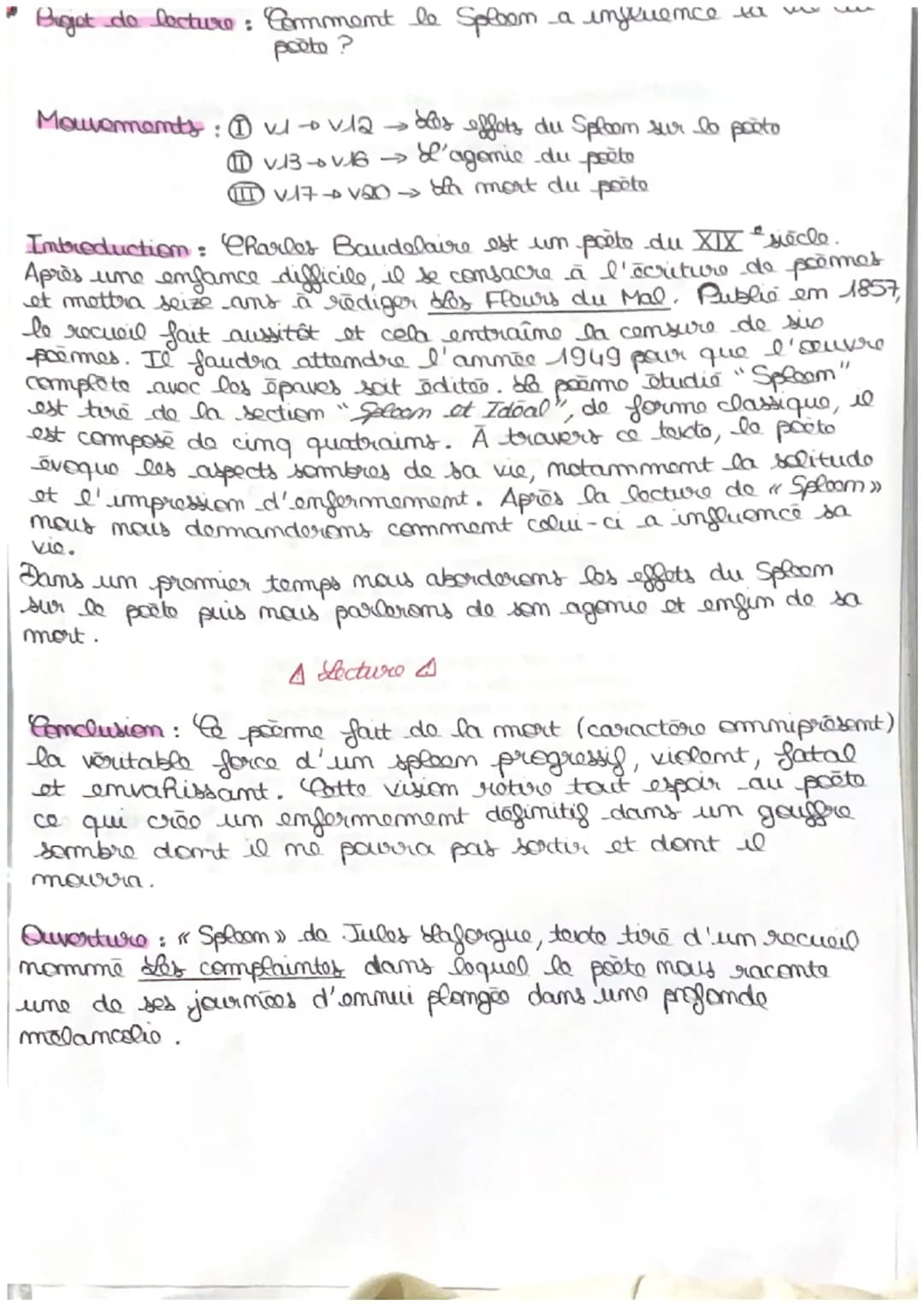Texte 2: Les Fleurs du Mal, Charles Baudelaire (1857)
<< Spleen LXXVIII) >>
233
6
5 Quand la terre est changée en un cachot humide,
Où l'Esp