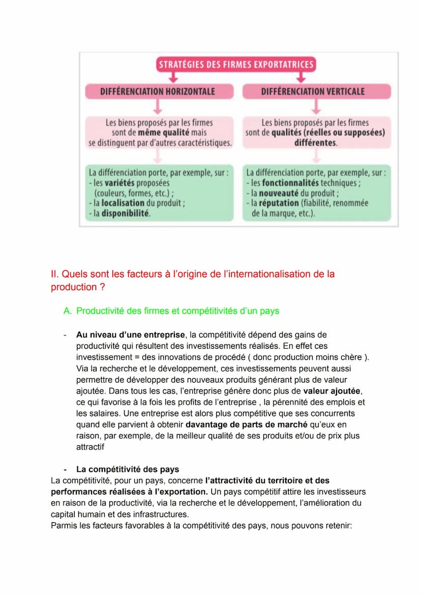 Quels sont les fondements du commerce international et de
l'internationalisation de la production ?
I.
Quels sont les déterminants des échan